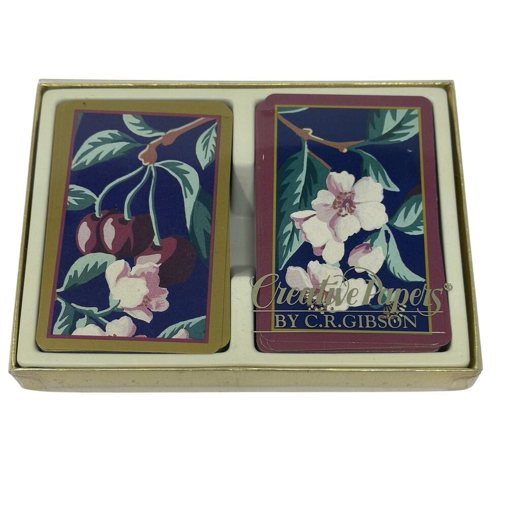 C.R. Gibson Vintage Creative Papers 2 Decks Playing Cards Cherry Blossoms